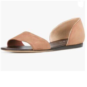 YDN Pink Western Peep Toe D'Orsay Casual Flats Slip on Comfy Walking Shoes